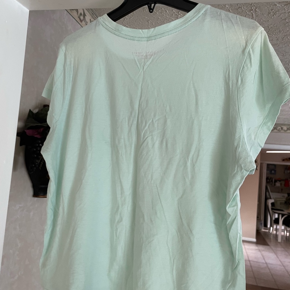 Victoria's Secret Light Green Tee with Silver Graphic - Picture 4 of 4